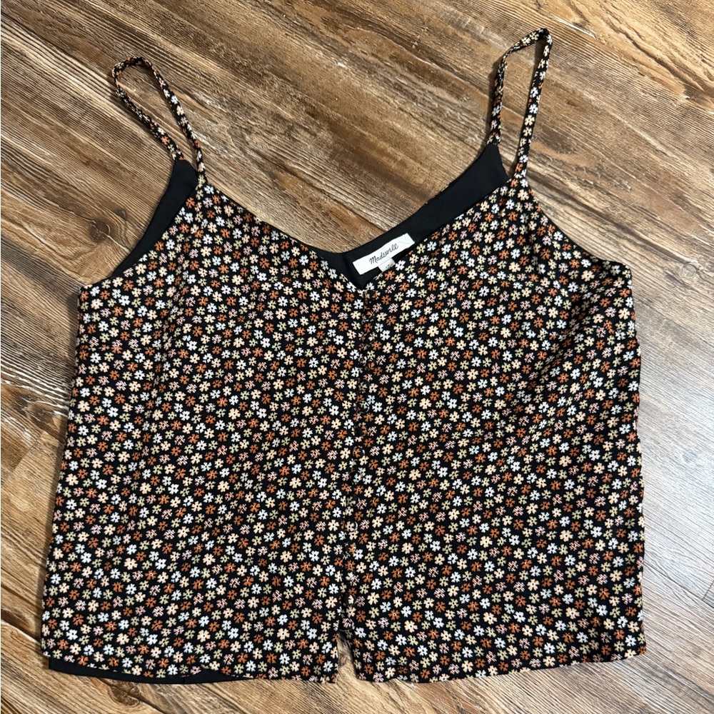 Floral Spaghetti Strap button crop top